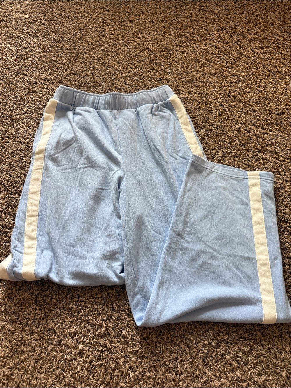 No Boundaries Light Blue Track Pants with White Side Stripes